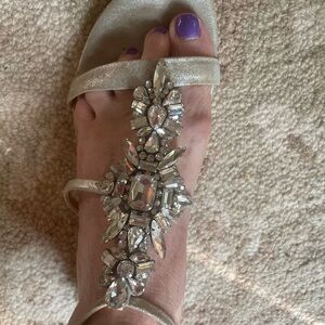 Badgley Mischka Silver/Gold Crystal-Embellished Sandals